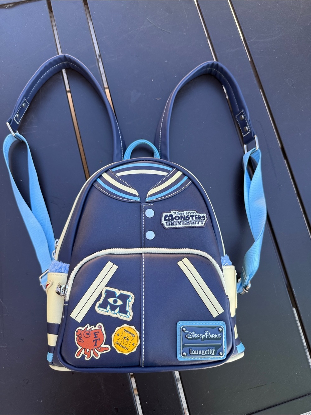Disney Parks loungefly Monsters University varsity Kids Navy Blue Mini Backpack